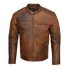 RIDERACT® Mens Leather Motorcycle Jacket | Cafe Racer Biker Jacket