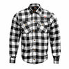 RIDERACT® Men's Flannel Motorcycle Shirt | Reinforced Checked Riding Shirt Black & White