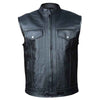 RIDERACT® Mens Leather Motorcycle Vest | Black Waistcoat SOA Zipper