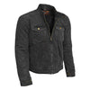 RIDERACT® Men's Denim Motorcycle Jacket Black | Reinforced Riding Jacket Road Rush