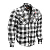 RIDERACT® Men's Flannel Motorcycle Shirt | Reinforced Checked Riding Shirt Black & White