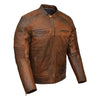RIDERACT® Mens Leather Motorcycle Jacket | Cafe Racer Biker Jacket