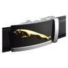Adjustable Leather Belt Auto locking Jaguar Buckle 101D Silver