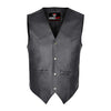 RIDERACT® Mens Leather Motorbike Vest | Black Waistcoat-Style Classic Biker Vest
