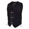 RIDERACT® Mens Leather Vest Black | Suede Triple Clasp Biker Vest