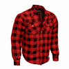 RIDERACT® Men's Flannel Motorcycle Shirt | Reinforced Checked Motorbike Shirt Road Series Red