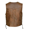 RIDERACT® Mens Motorcycle Vest | Distressed-Harley Leather Vest with Antique Clasp