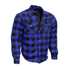 RIDERACT® Men's Flannel Motorcycle Shirt | Reinforced Checked Road Series Blue