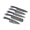 Handmade Steel Damascus Kitchen Knife Set Blue Handles Cooking Knife set