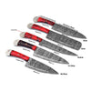 Handmade Damascus Chef Knife Set with Red Handles Kitchen Knife Set AMK051RED
