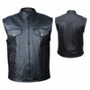 RIDERACT® Mens Leather Motorcycle Vest | Black Waistcoat SOA Zipper