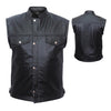 RIDERACT® Mens Leather Motorcycle Vest | SOA Leather Vest with Dual Closure
