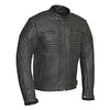 RIDERACT® Mens Motorbike Jacket Black | Combat Style Leather Motorcycle Jacket