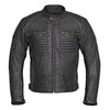 RIDERACT® Mens Motorbike Jacket Black | Combat Style Leather Motorcycle Jacket