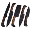 Damascus Chef Knives Set of 5 Pieces Black Powder Coated Handmade Cooking knife set