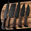 Damascus Chef Knives Set of 5 Pieces Black Powder Coated Handmade Cooking knife set