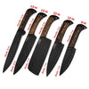 Damascus Chef Knives Set of 5 Pieces Black Powder Coated Handmade Cooking knife set
