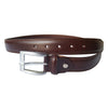 Formal Jeans Belt Coffee Brown Double Stitched Steel Silver Buckle