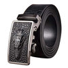 Adjustable Croc Pattern Leather Belt Auto locking Alligator Buckle
