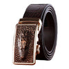 Adjustable Croc Pattern Leather Belt Auto locking Alligator Buckle