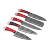 Handmade Damascus Chef Knife Set with Red Handles Kitchen Knife Set AMK051RED