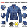 RIDERACT® Womens Denim Motorcycle Jacket | Reinforced Biker Jacket Road Rush Blue