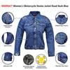 RIDERACT® Women’s Denim Motorcycle Jacket – Reinforced Road Rush Blue