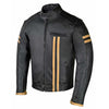 RIDERACT® Mens Leather Motorcycle Jacket | Striper Biker Jacket