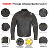 RIDERACT® Mens Leather Motorcycle Jacket | Vintage Distressed Leather Jacket