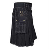 Cargo Black Utility Kilt White Outlined