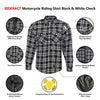 RIDERACT® Men’s Motorcycle Shirt | Reinforced Riding Shirt Black & White Check