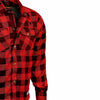 RIDERACT® Men's Flannel Motorcycle Shirt | Reinforced Checked Motorbike Shirt Road Series Red