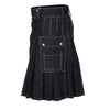 Cargo Black Utility Kilt White Outlined