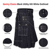 Cargo Black Utility Kilt White Outlined