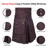 Classic Utility Kilt Brown with 6 Pockets Scottish Sports Cargo Kilt