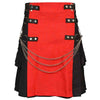 Fashion Utility Kilt Black with Removable Chains & Apron