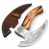 Viking Pizza Cutter with Natural Wood Handle & Leather Sheath PZC031