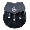 Thistle Mounted Black Rabbit Fur & 3 Tassels Sporran