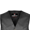 RIDERACT® Mens Leather Motorbike Vest | Black Waistcoat-Style Classic Biker Vest