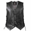 RIDERACT® Mens Leather Motorcycle Vest | Classic Adjustable Black Waistcoat