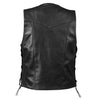 RIDERACT® Mens Leather Motorcycle Vest | Classic Adjustable Black Waistcoat