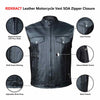 RIDERACT® Mens Leather Motorcycle Vest | Black Waistcoat SOA Zipper