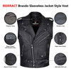 RIDERACT® Mens Leather Motorcycle Vest | Brando Style Sleeveless Biker Vest