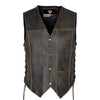 RIDERACT® Mens Biker Vest | Distressed Harley Leather Vest