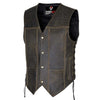 RIDERACT® Mens Biker Vest | Distressed Harley Leather Vest