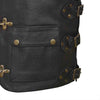 RIDERACT® Men’s Leather Motorbike Vest | Bikers Spirit Black Biker Vest