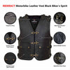 RIDERACT® Men’s Leather Motorbike Vest | Bikers Spirit Black Biker Vest