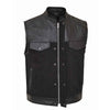 RIDERACT® Men's Motorcycle Vest | Denim Biker Vest K2 Black