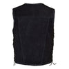 RIDERACT® Mens Leather Vest Black | Suede Triple Clasp Biker Vest