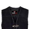 RIDERACT® Mens Leather Vest Black | Suede Triple Clasp Biker Vest